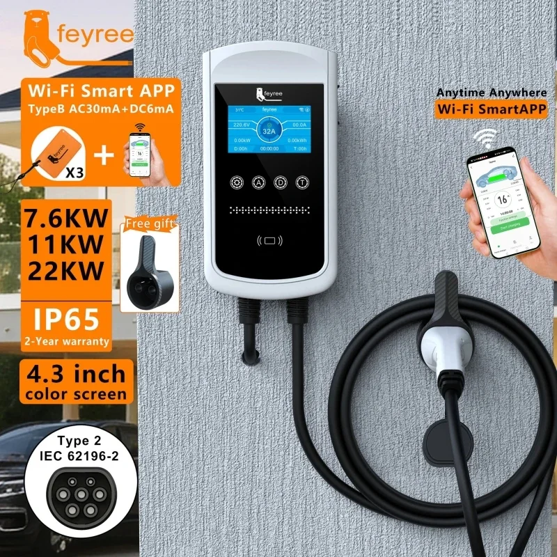 Ev Charger Type 2 22Kw 32A 3 Phase - Зарядная станция Feyree Type2 EV Charger