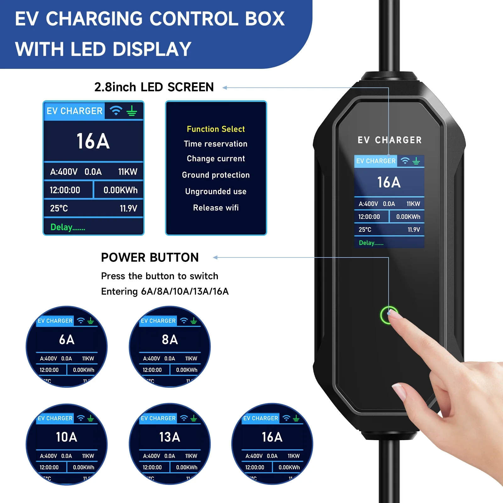 Портативное зарядное устройств – обзор и цена Type 2 Portable Ev Charger 11Kw Cee